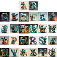 Lade das Bild in den Galerie-Viewer, Alphabet-Dinosaurier-Vollbohrer-Diamantmalerei