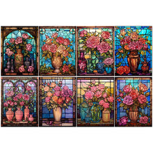 Lade das Bild in den Galerie-Viewer, Buntglas Rose-Voller Round Diamond Painting-30x40cm