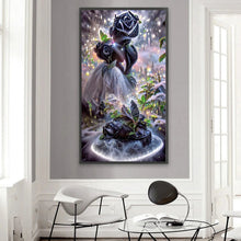Lade das Bild in den Galerie-Viewer, Schwarze Rose-Vollbohrer-Diamantmalerei-40x70cm
