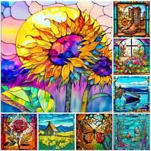 Lade das Bild in den Galerie-Viewer, Buntglas Flower-VollerDiamond Painting-30x30cm