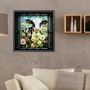 Lade das Bild in den Galerie-Viewer, Kuh-volles rundes Diamantgemälde – 40 x 40 cm