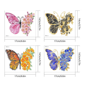 4 Stück Schmetterlings-Diamantmalerei-freie Aufkleber