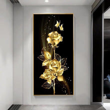 Lade das Bild in den Galerie-Viewer, Gold rose - volle Runde Diamant-Malerei - 85x45cm
