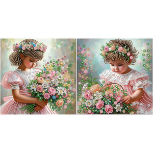 Blumenmädchen-Teil-Special Diamond Painting-30x30cm