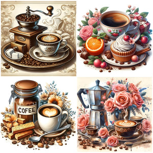 Kaffee Freizeit-Voll Round Diamond Painting-30x30cm