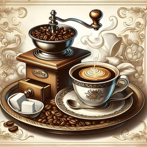 Kaffee Freizeit-Voll Round Diamond Painting-30x30cm