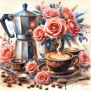 Kaffee Freizeit-Voll Round Diamond Painting-30x30cm