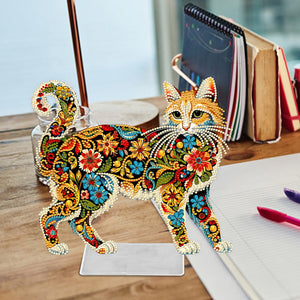 Katze/Welpe-Einfacher Seitenbohrer-Acryl-Diamant-Desktop-Ornament