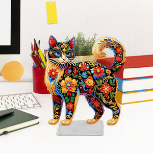 Katze/Welpe-Einfacher Seitenbohrer-Acryl-Diamant-Desktop-Ornament