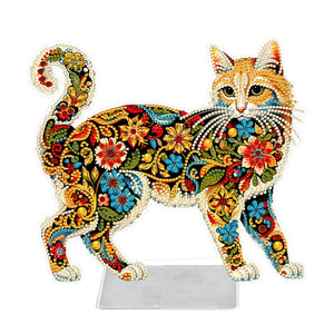 Katze/Welpe-Einfacher Seitenbohrer-Acryl-Diamant-Desktop-Ornament