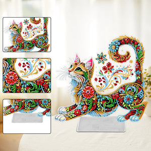 Katze/Welpe-Einfacher Seitenbohrer-Acryl-Diamant-Desktop-Ornament