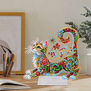 Katze/Welpe-Einfacher Seitenbohrer-Acryl-Diamant-Desktop-Ornament