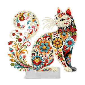 Katze/Welpe-Einfacher Seitenbohrer-Acryl-Diamant-Desktop-Ornament