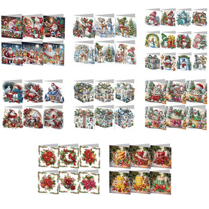 6/12Pcs/Set Weihnachts-Diamant-Grußkarten