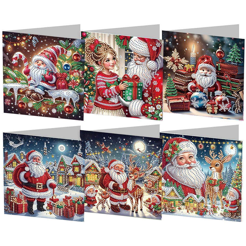 6/12Pcs/Set Weihnachts-Diamant-Grußkarten