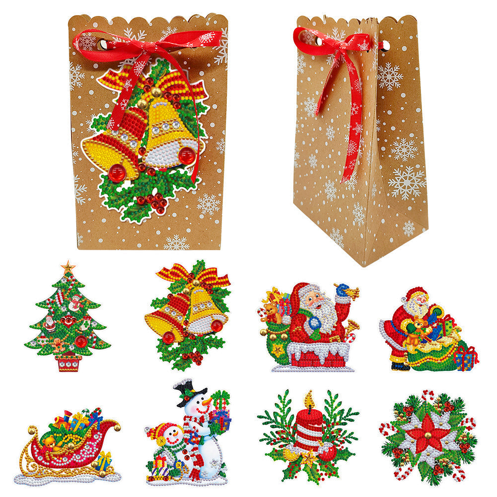 8Pcs/Set Weihnachts-Diamantenmalerei Geschenktüten