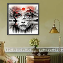 Lade das Bild in den Galerie-Viewer, Frauenkopf Portrait Landschaft-Voll Round Diamond Painting-50x50cm
