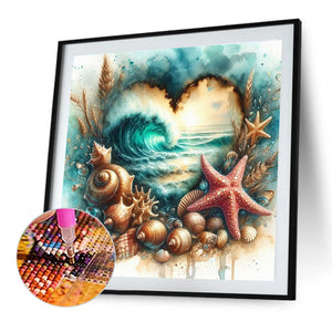 Seestern am Meer-Voll Round Diamond Painting-30x30cm