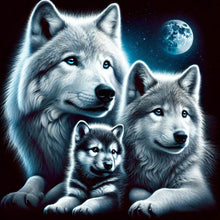 Lade das Bild in den Galerie-Viewer, Wölfe unter dem Mond-Voll Round Diamond Painting-40x40cm

