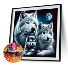 Lade das Bild in den Galerie-Viewer, Wölfe unter dem Mond-Voll Round Diamond Painting-40x40cm
