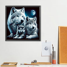 Lade das Bild in den Galerie-Viewer, Wölfe unter dem Mond-Voll Round Diamond Painting-40x40cm
