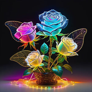Leuchtende Rose-Voll Round Diamond Painting-30x30cm