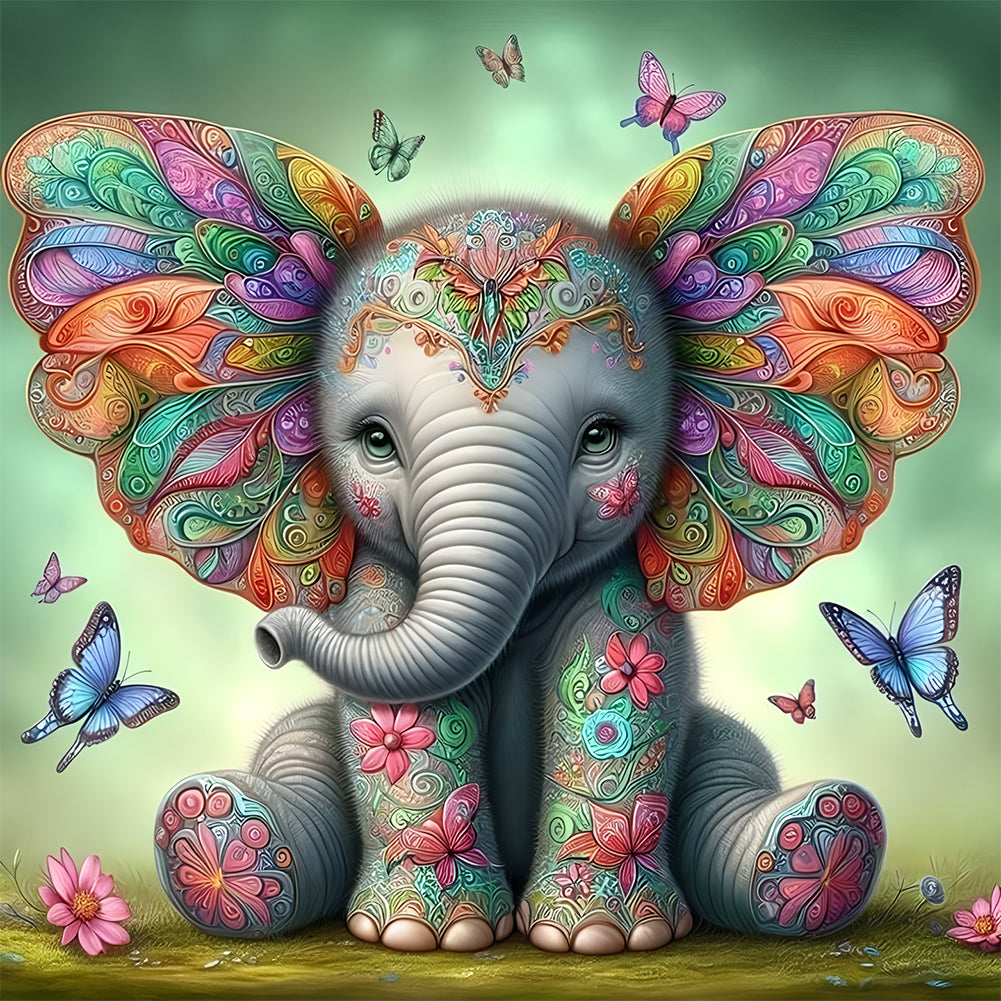 Elefant-Voll Round Diamond Painting-30x30cm