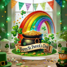 Lade das Bild in den Galerie-Viewer, St. Patrick's Day Eule - Einseitig - Acryl-Diamant-Tischornament
