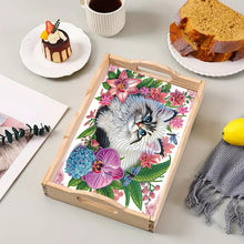 Lade das Bild in den Galerie-Viewer, Katzen - Rundes Diamant-Holztablett für den Esstisch
