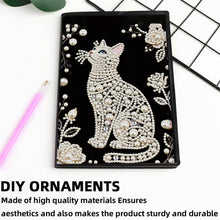 Lade das Bild in den Galerie-Viewer, Blumen und Katze - DIY Diamant Painting Notizbuch 50 Seiten
