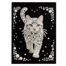 Lade das Bild in den Galerie-Viewer, Blumen und Katze - DIY Diamant Painting Notizbuch 50 Seiten
