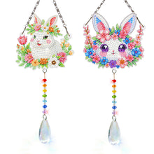 Lade das Bild in den Galerie-Viewer, 2 Stk./Set Blumenkranz Hase - Sonnenfänger Fensterhänger Diamant-Windspiel
