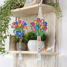 Lade das Bild in den Galerie-Viewer, 2 Stk./Set Blumenkranz Hase - Sonnenfänger Fensterhänger Diamant-Windspiel
