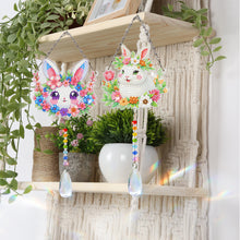 Lade das Bild in den Galerie-Viewer, 2 Stk./Set Blumenkranz Hase - Sonnenfänger Fensterhänger Diamant-Windspiel
