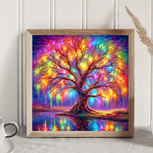 Buntes Baumleben-volles rundes Diamond Painting 30*30CM