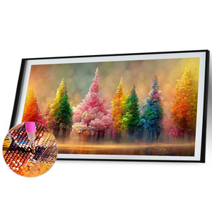 (Große Größe) Bemalte Bäume – Voll rund Diamond Painting 80*40