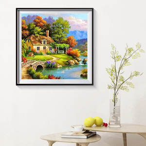 (Mehrere Größen rund/quadratisch) Entspannendes Dorf - Diamond painting