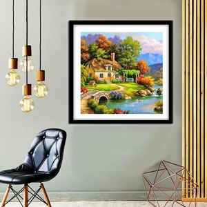 (Mehrere Größen rund/quadratisch) Entspannendes Dorf - Diamond painting