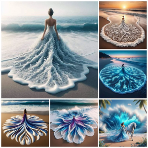 (Mehrere Stile) Strandkleid Mädchen  -Diamond painting 40*40cm