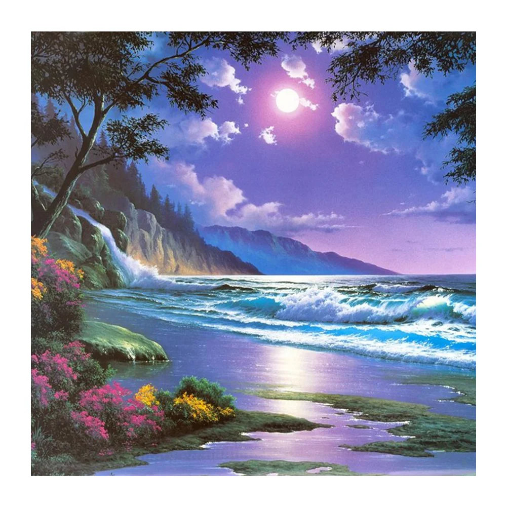 Strand Nachtansicht -Diamond Painting 40*40CM