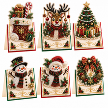 Lade das Bild in den Galerie-Viewer, 6-PCS 3D-Perlen-Diamantmalerei-Set zum Selbermachen für Weihnachtskarten mit Umschlägen
