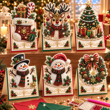 Lade das Bild in den Galerie-Viewer, 6-PCS 3D-Perlen-Diamantmalerei-Set zum Selbermachen für Weihnachtskarten mit Umschlägen
