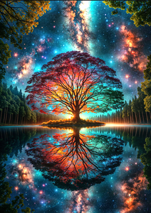 Space Fantasy Landscape trees-Voll Round Diamond Painting-40x50cm