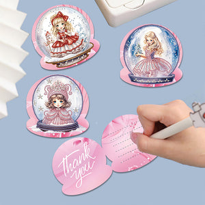 8 Stück/Set Schneemann-Prinzessin-Diamant-Grußkarten