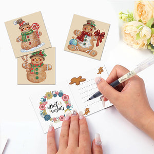 5 Stück/Set Weihnachts-Lebkuchenmann-Diamant-Grußkarten