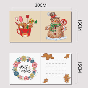 5 Stück/Set Weihnachts-Lebkuchenmann-Diamant-Grußkarten