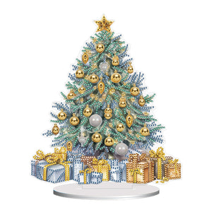 Weihnachtsbaum – einseitig gebohrt – Diamant-Desktop-Ornament aus Holz