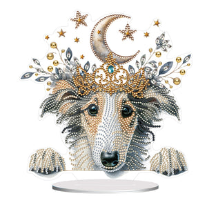 Hund – einseitig gebohrter Diamant-Schreibtischornament