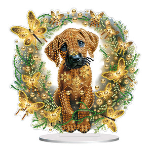 Hund – einseitig gebohrter Diamant-Schreibtischornament