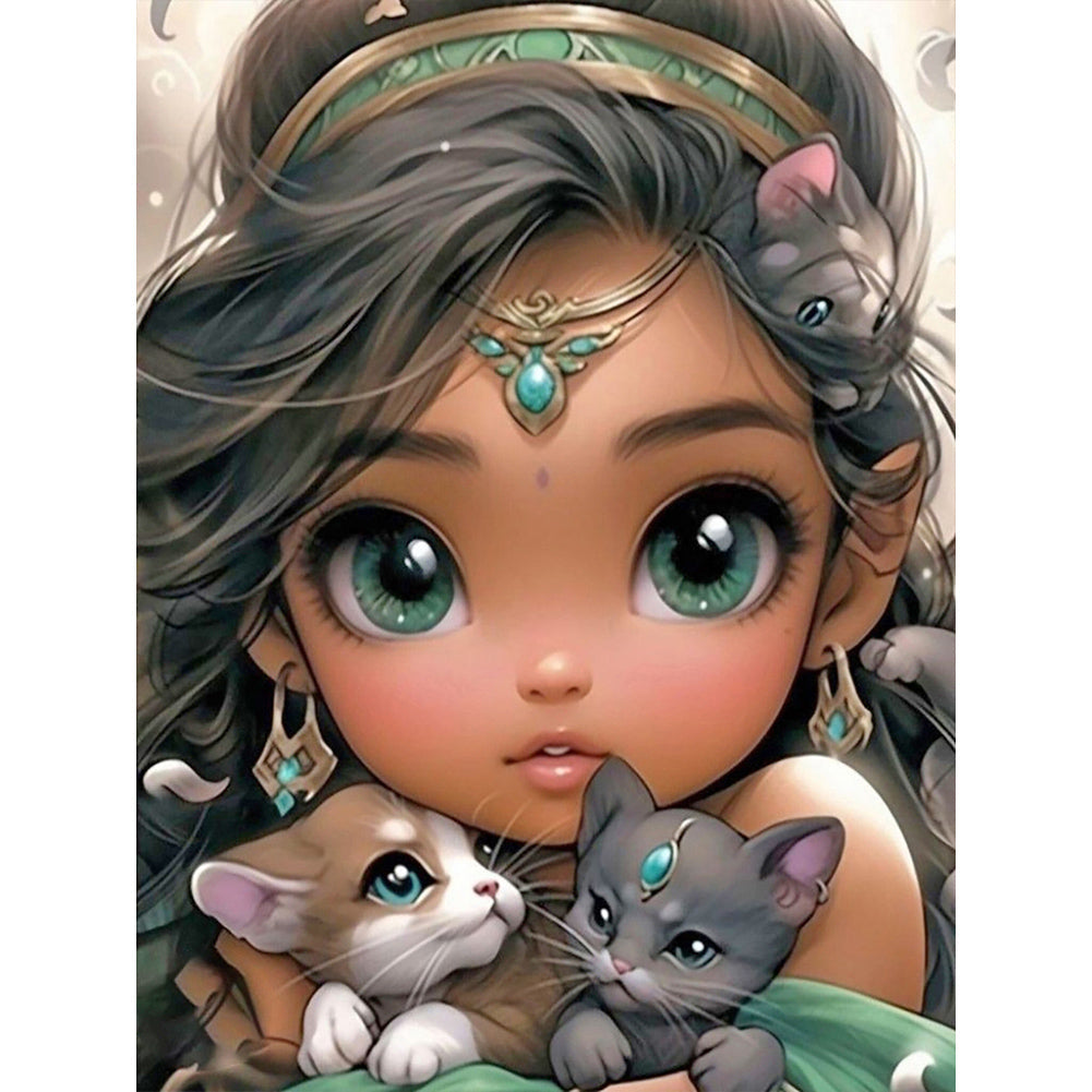 Life of Pets Girl-Voll Round/Square Diamond Painting-30x40cm/40x50cm/50x70cm